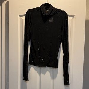AFRM Zadie Sparkle Long Sleeve Top Noir